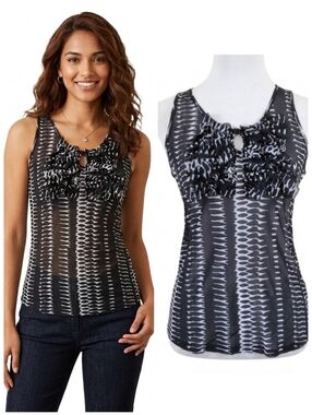 The Limited black and white ruffled sleeveless top Women's size small